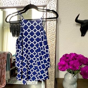 Blue geometric tank top